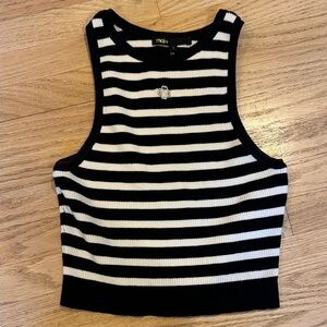 Maje Monochrome Striped Crop Top